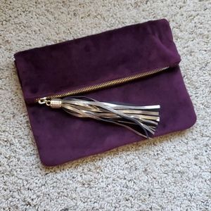 ⚡FINAL PRICE! Plum Velvet Clutch with Gold Tassel